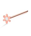 Stone Flower Shaped Silver Straight Nose Stud NSKA-373